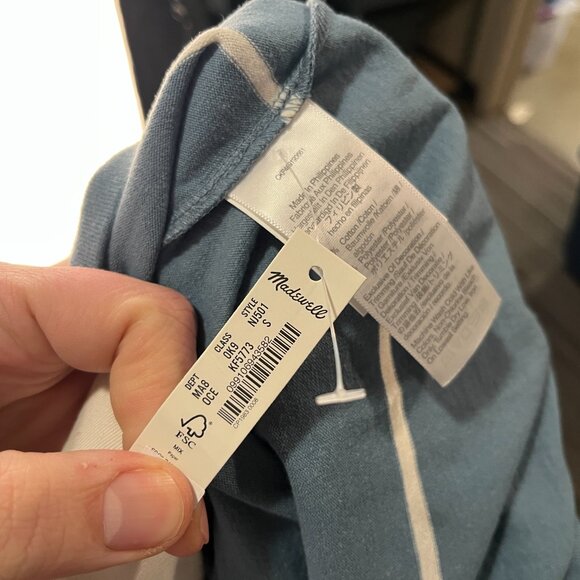 NWT Madewell Men's blue & white striped short sleeve Rugby polo shirt Small S - Picture 5 of 5